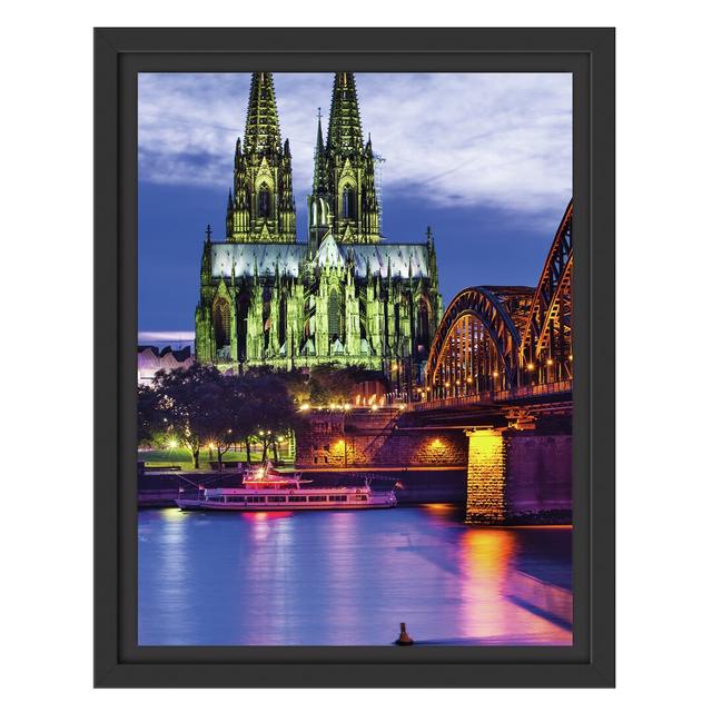 Gerahmtes Wandbild Hohenzollernbrücke bei Nacht East Urban Home Größe: 38 cm H x 30 cm B on Productcaster.