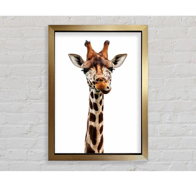 Goofy Giraffe - Druck Bloomsbury Market Größe: 100cm H x 141,4cm B x 3,4cm T, Format: Poster mit goldenem Rahmen on Productcaster.