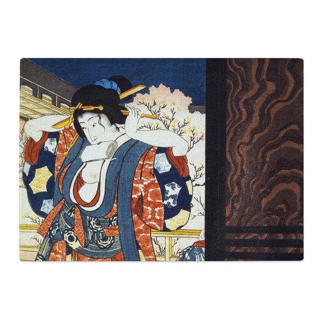 Tempered Glass Courtesan Fixing Her Hair by Tsukioka Yoshitoshi Chopping Board East Urban Home Size: 39 cm x 28.5 cm on Productcaster.