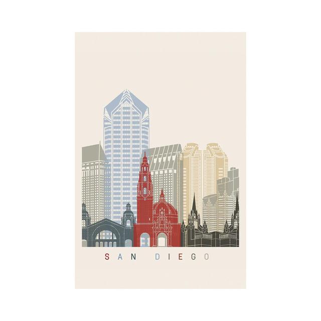 San Diego Skyline Poster von Paul Rommer - Galerie-verpackte Leinwand Giclée auf Leinwand Lark Manor Format: Leinen, Größe: 101,6 cm H x 66,04 cm B x on Productcaster.