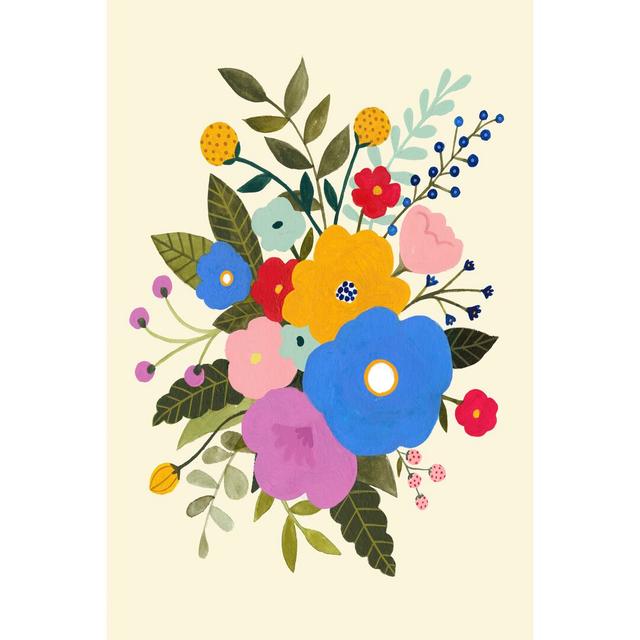 Primary Blooms II by Victoria Borges - Wrapped Canvas Painting Print Blue Elephant Size: 30cm H x 20cm W on Productcaster.