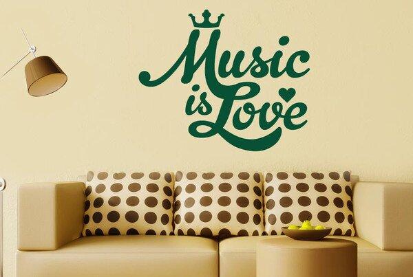 Music Is Love Wall Sticker East Urban Home Size: Large, Colour: Blue on Productcaster.