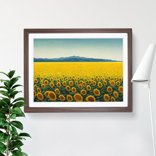 Extraordinary Sunflower Field - Picture Frame Graphic Art 17 Stories Size: 34cm H x 46cm W x 2cm D, Frame Colour: Walnut Framed on Productcaster.