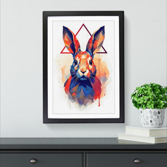 Rabbit Geometric - Single Picture Frame Print on Wood Brambly Cottage Size: 64cm H x 46cm W x 2cm D, Frame Colour: Black on Productcaster.