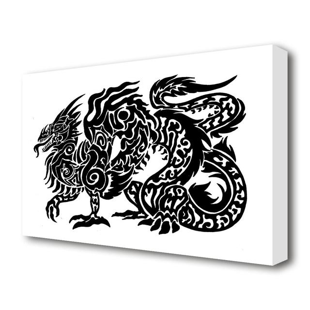 Tribal Long Body Dragon Ethnic Canvas Print Wall Art East Urban Home Size: 35.6 cm H x 50.8 cm W on Productcaster.