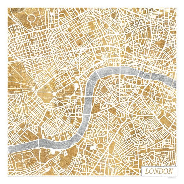 Leinwandbild Gilded London Map von Laura Marshall Williston Forge Größe: 61 cm x 91 cm x 3,8 cm T on Productcaster.