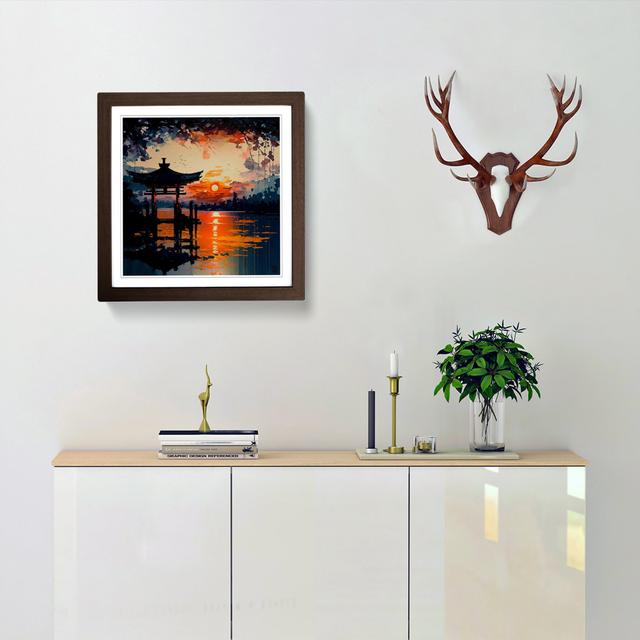 Japanese Sunset Palette Knife - Print Marlow Home Co. Frame Colour: Walnut on Productcaster.