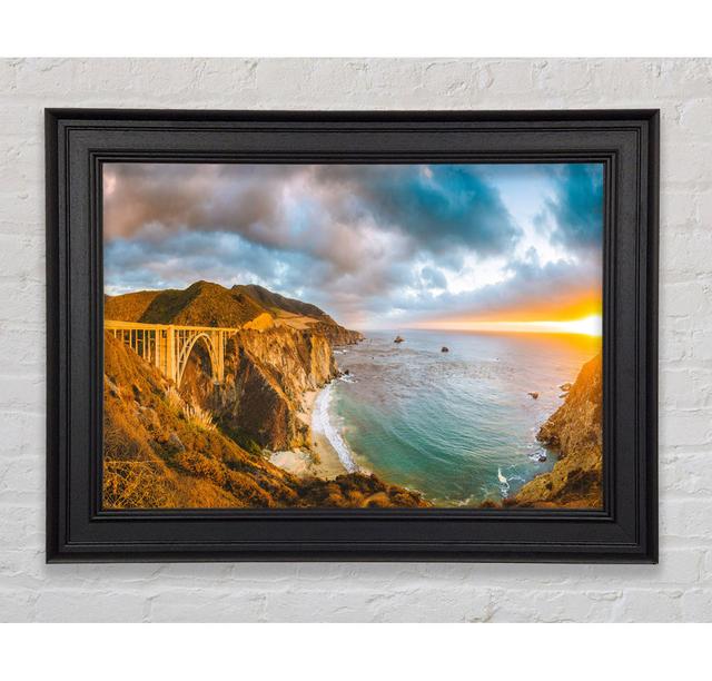 Bridge over the Cliffs and Cove Highland Dunes Size: 21cm H x 29.7cm W x 8cm D, Format: Black Framed Paper on Productcaster.