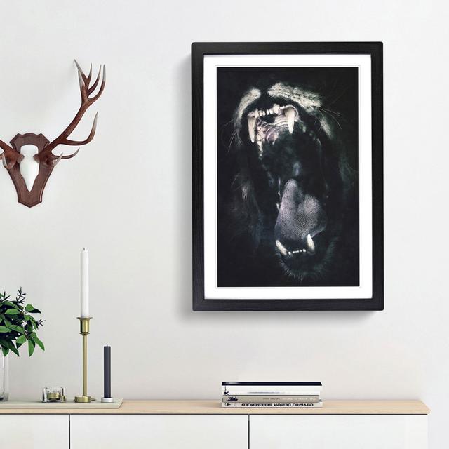 Roaring Lion - Single Picture Frame Painting on MDF East Urban Home Frame Option: Black Framed, Size: 33cm H x 24cm W x 2cm D on Productcaster.