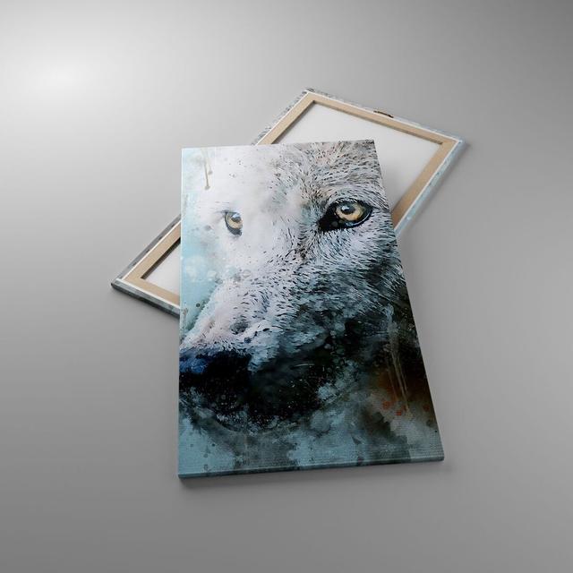 White The Wolf Picture - Wrapped Canvas Painting Union Rustic Size: 120cm H x 65cm W x 1.8cm D on Productcaster.