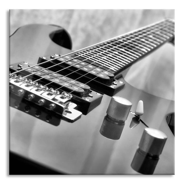 Black Guitar, Close -up Guitar - Unframed Photograph on Glass Brayden Studio Size: 70cm H x 70cm W x 0.4cm D on Productcaster.