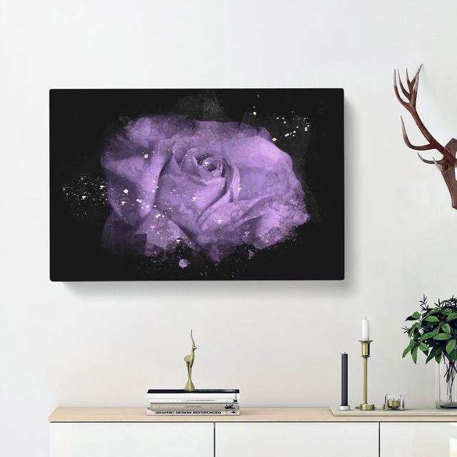 Lone Purple Rose - Wrapped Canvas Painting East Urban Home Size: 40cm H x 60cm W x 4cm D on Productcaster.