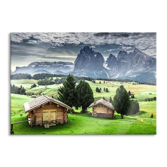 Log Cabin in the Dolomites - Unframed Photograph on Glass Union Rustic Size: 60cm H x 80cm W x 0.4cm D on Productcaster.