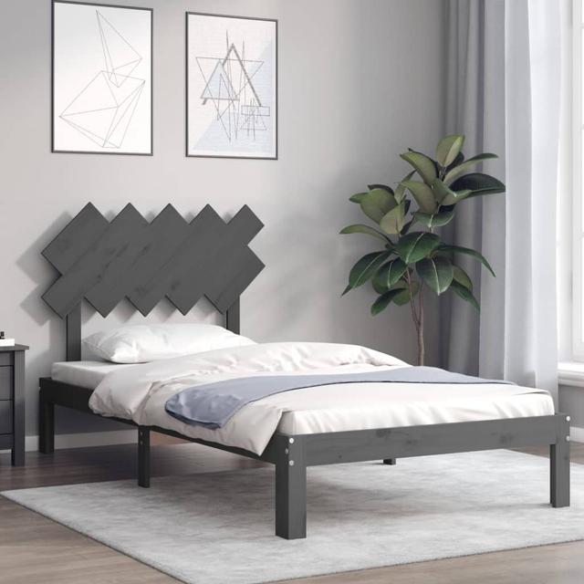 Bed Frame with Headboard Alpen Home Colour: Grey, Size: 100 x 200 cm on Productcaster.