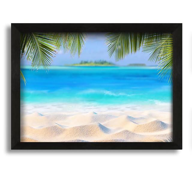 Palm Beach Island Sea Framed Print House of Hampton Size: 21cm H x 30cm W x 10cm D, Format: Black Framed Canvas on Productcaster.