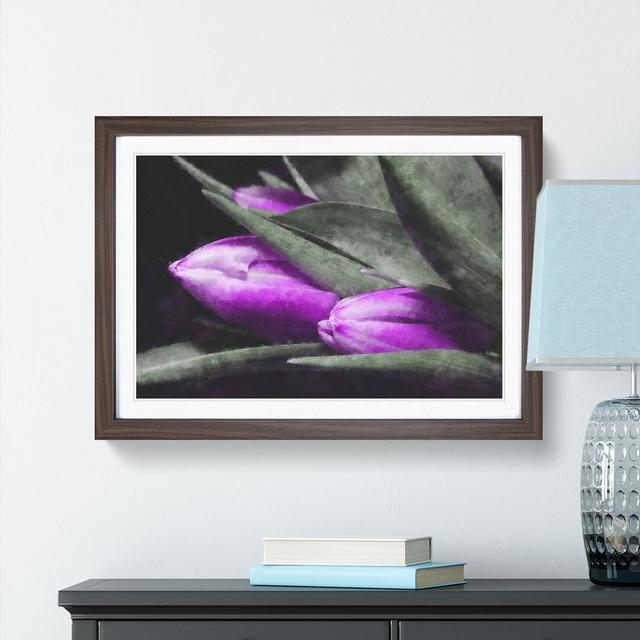 Bunch Of Purple Tulips Painting East Urban Home Format: Walnut, Size: 45cm H x 33cm W x 2cm D on Productcaster.