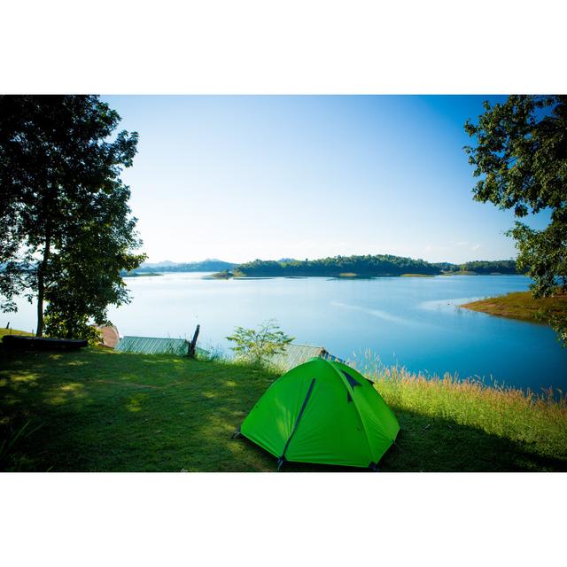 Datey Tent With Lake Background - Wrapped Canvas Print Latitude Run Size: 51cm H x 76cm W x 3.8cm D on Productcaster.