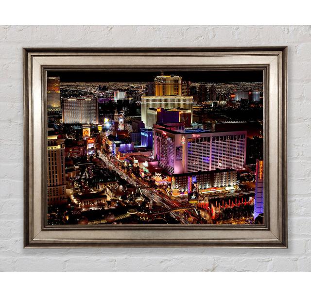 Las Vegas Strip Night Lights - Single Picture Frame Print Ebern Designs Size: 59.7cm H x 84.1cm W x 8cm D, Format: Antique Silver Framed Paper on Productcaster.