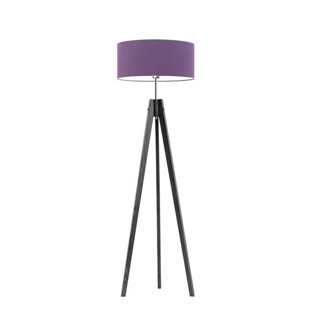 138 cm Tripod-Stehlampe Arbutis 17 Stories Lampenschirmfarbe: Lila, Gestellfarbe: Grau on Productcaster.