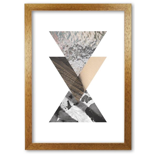 Sand, Glass And Shadow Abstract Triangles - Print East Urban Home Size: 85 cm H x 60 cm W x 5 cm D, Format: Honey Oak Frame on Productcaster.