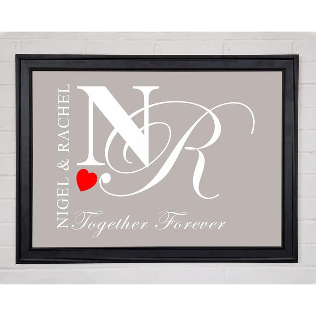 Your Names And Initials Together Forever Beige Framed Print 10747 Happy Larry Size: 29.7cm H x 42cm W on Productcaster.