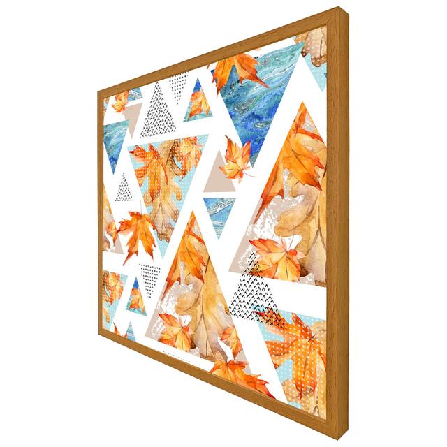 Asgari Autumn Geometrics With Maple Leaves - Single Picture Frame Print Metro Lane Format: Oak Framed, Size: 41cm H x 41cm W on Productcaster.