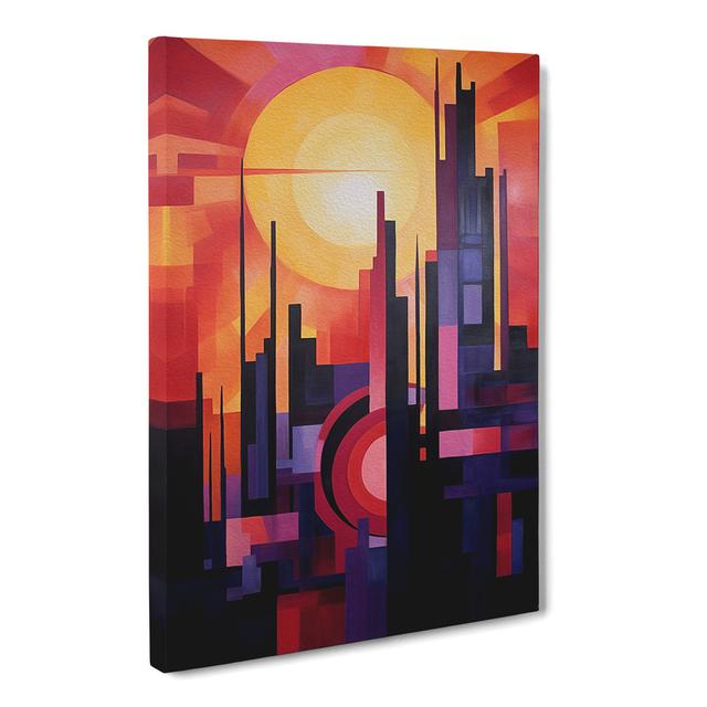 Art Deco Sunset Action No.4 - Wrapped Canvas Art Prints Metro Lane Size: 76cm H x 50cm W x 3cm D on Productcaster.