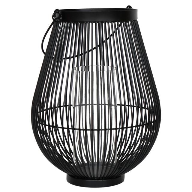 Venere Lantern with Glass Insert Black H46Cm W35.5Cm Breakwater Bay Size: 33.5cm H x 26cm W x 26cm D on Productcaster.