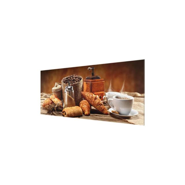 Breakfast Table - Photograph Print on Glass East Urban Home Size: 50cm H x 125cm W x 0.4cm D on Productcaster.