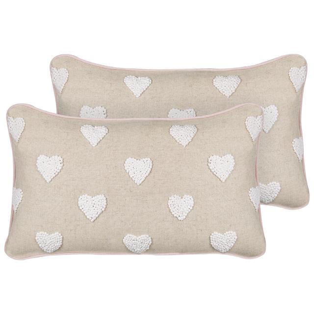 Nephtali Geometric Throw Cushion With Filling (Set of 2) Ebern Designs Colour: Beige, Size: 30cm H x 50cm W on Productcaster.