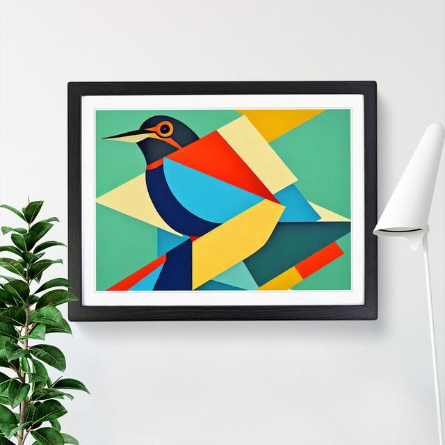 Kingfisher Bird Abstract Vol.4 - Picture Frame Graphic Art Metro Lane Size: 34cm H x 46cm W x 2cm D, Frame Colour: Black on Productcaster.