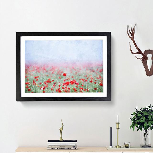 Red Poppy Field in Italy - Picture Frame Painting Print East Urban Home Size: 45cm H x 63cm W x 2cm D, Frame Option: Black Framed on Productcaster.