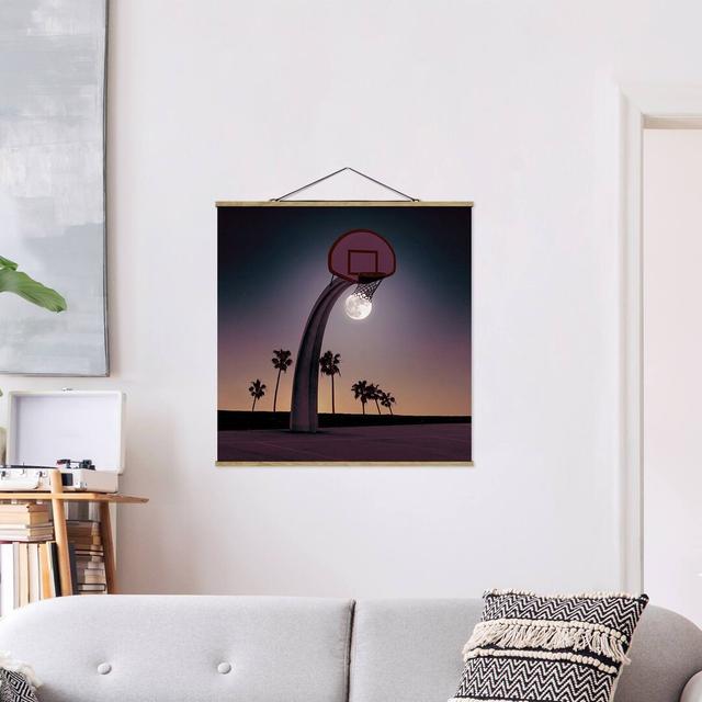 Stoffbild Basketball with Moon Sansibar Home Größe: 80 cm H x 80 cm B x 0,3 cm T on Productcaster.