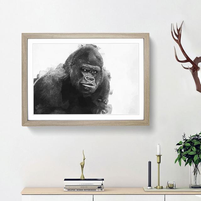 A Silverback Gorilla in Abstract - Picture Frame Graphic Art Print on MDF East Urban Home Size: 48cm H x 65cm W x 2cm D, Frame Option: Oak Framed on Productcaster.