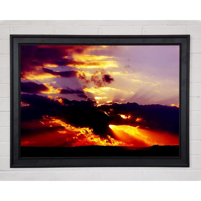 Red Sunrays Through The Clouds - Single Picture Frame Art Prints Ebern Designs Size: 84.1cm H x 118.9cm W x 1.5cm D on Productcaster.