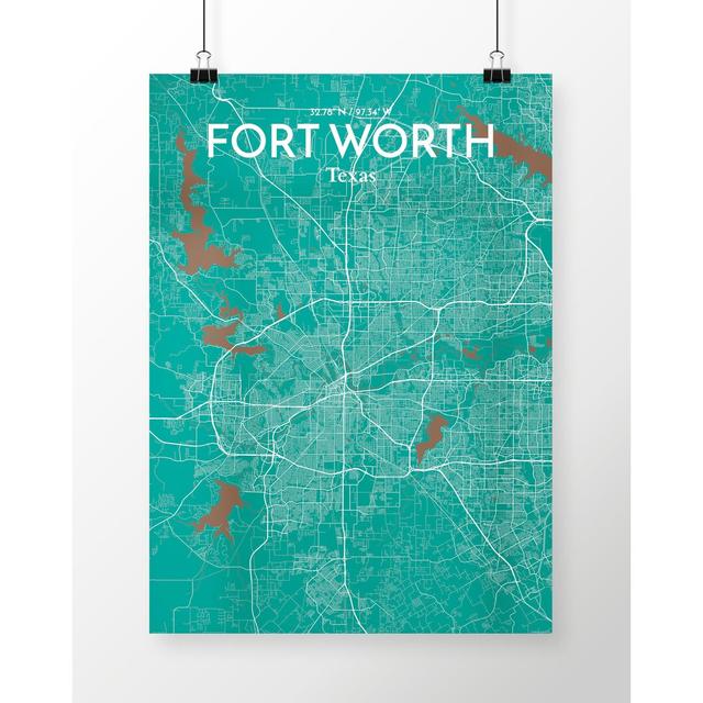 Fort Worth City Map - Unframed Graphic Art Print on Paper East Urban Home Size: 70cm H x 50cm W x 0.13cm D on Productcaster.