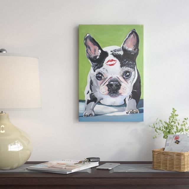 Frenchie Kiss by Eyre Tarney - Wrapped Canvas Painting Print East Urban Home Size: 114 cm H x 76 cm W x 4 cm D on Productcaster.