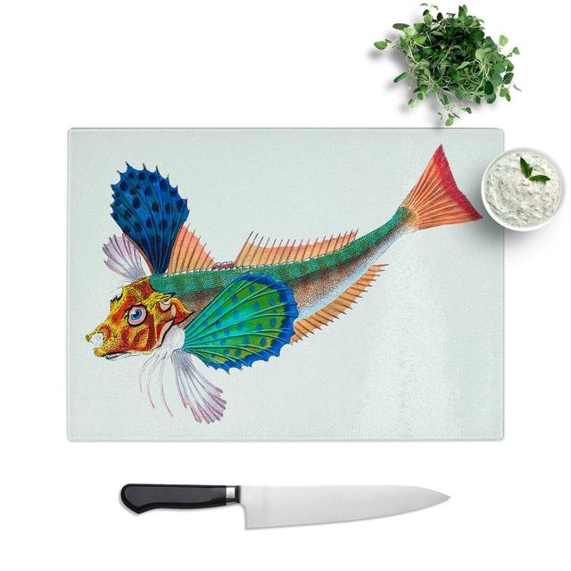 Tempered Glass Sapphirine Gurnard Fish by Edward Donovan Chopping Board East Urban Home Size: 39 cm W x 28.5 cm L on Productcaster.