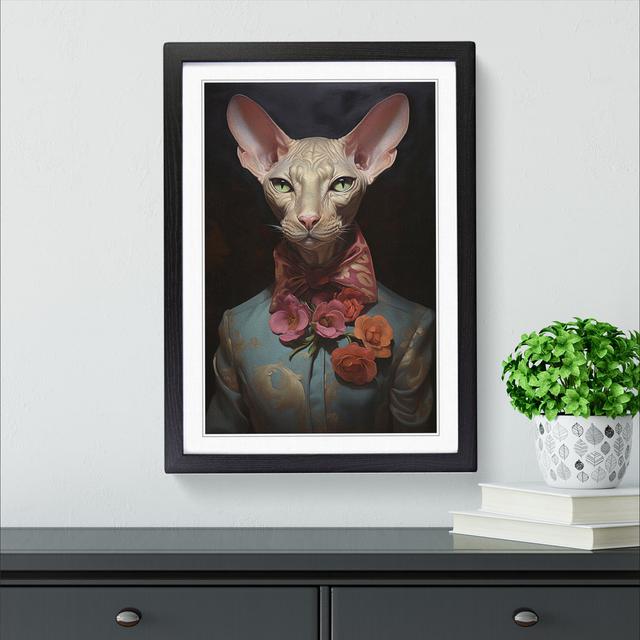 Sphynx Cat Orphism Happy Larry Size: 64cm H x 46cm W x 2cm D, Frame Colour: Black on Productcaster.