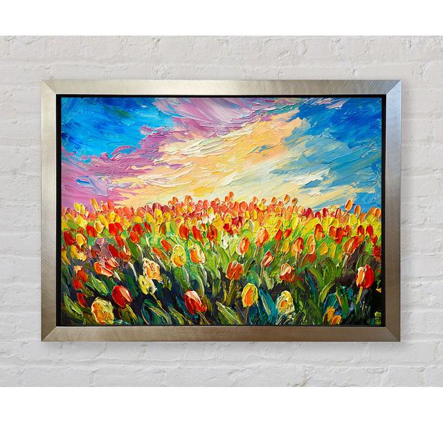 Feld mit atemberaubenden Tulpen - Einzelner Bilderrahmen Kunstdrucke Rosalind Wheeler Größe: 100 cm H x 141,4 cm B on Productcaster.