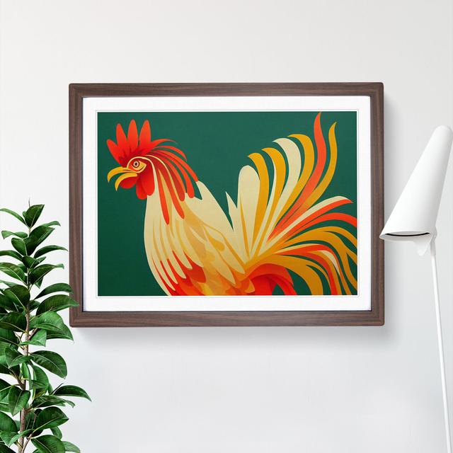 Incredible Rooster Abstract - Single Picture Frame Print Brambly Cottage Size: 25cm H x 34cm W x 2cm D, Frame Colour: Walnut on Productcaster.