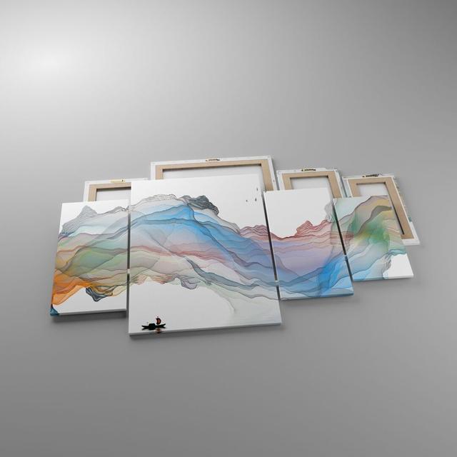 Waves Mountains Fairy - 4 Piece Wrapped Canvas Graphic Art Ebern Designs Size: 90cm H x 160cm W x 1.8cm D on Productcaster.