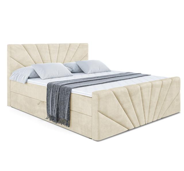 Boxspringbett mit H4 Multipocket-Matratze, Bettkasten und Topper Metro Lane Größe: 200 cm B x 200 cm L, Farbe: Beige on Productcaster.