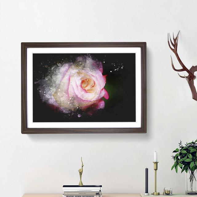 Pink Tipped Rose - Picture Frame Graphic Art Print East Urban Home Frame Option: Walnut Framed, Size: 24cm H x 33cm W x 2cm D on Productcaster.