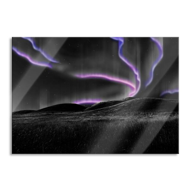 Northern Lights over Hills - Unframed Photograph on Glass Brayden Studio Size: 70cm H x 100cm W x 0.4cm D on Productcaster.