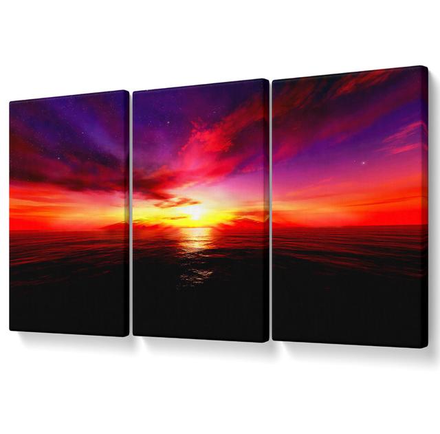 Sunset In Another World Canvas 3 Panel Set Highland Dunes Size: 50.8cm H x 106.6cm W on Productcaster.