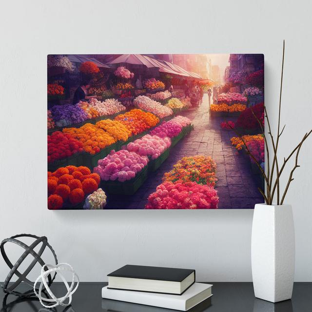 Astonishing Flower Market - Wrapped Canvas Graphic Art Marlow Home Co. Size: 40cm H x 60cm W x 3cm D on Productcaster.