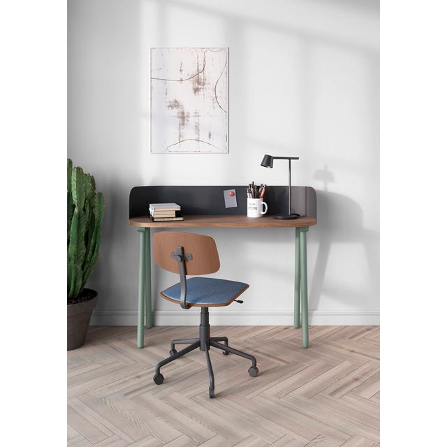 Eta Oval Solid Wood Base Writing Desk Corrigan Studio Frame Colour: Green, Top Colour: Brown on Productcaster.