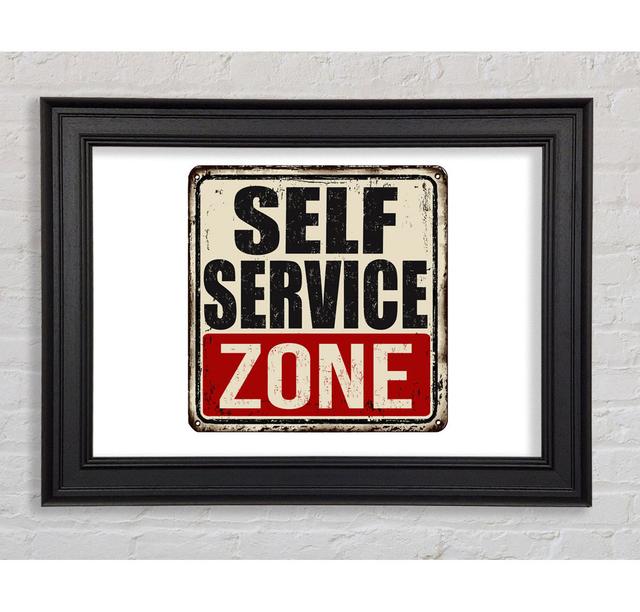 Self Service Zone Framed Print Wall Art Happy Larry Size: 84.1cm H x 118.9cm W x 8cm D, Format: Natural Framed Paper on Productcaster.