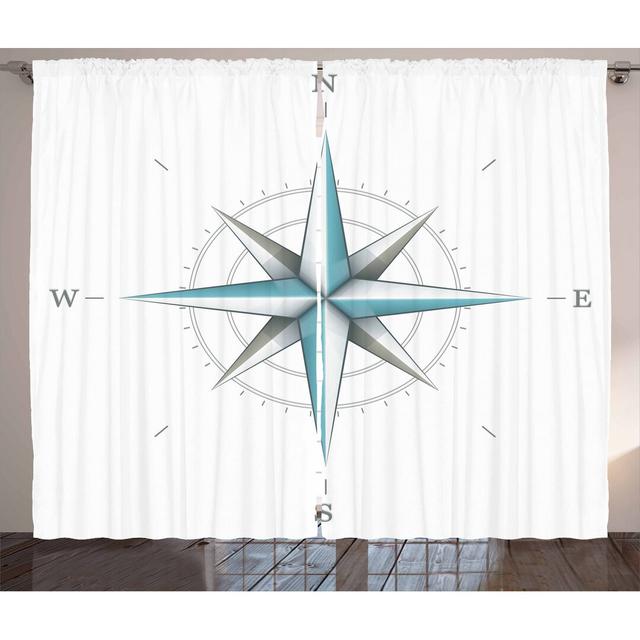 Vorhang-Set Antique Wind Rose Diagram for Cardinal Directions Axis of Earth Illustration mit Stangendurchzug, halbtransparent (Set of 2) East Urban Ho on Productcaster.